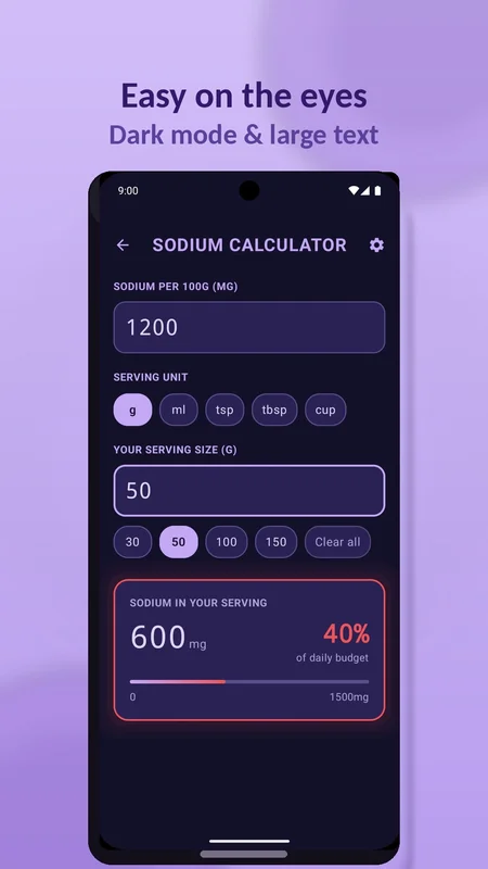 Dark mode and large text